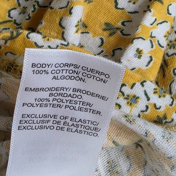 Lucky Brand Yellow Floral Smocked Peasant Top S - Picture 7 of 8